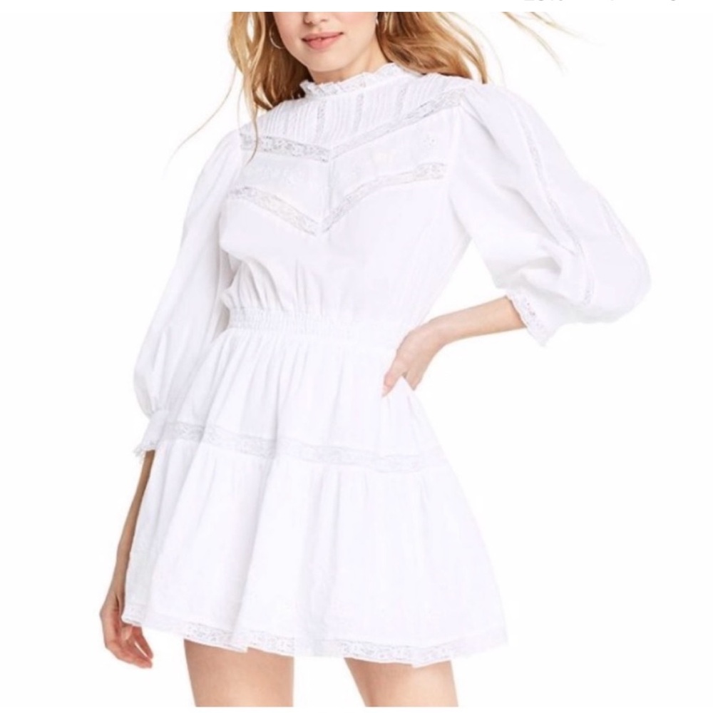 LoveShackFancy x Target White Talulah Dress LSF Pintuck Yoke with Lace
